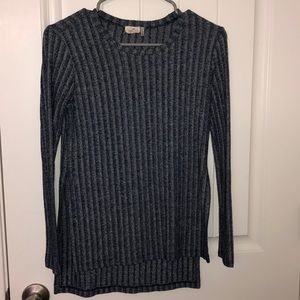 Navy blue striped long sleeve shirt
